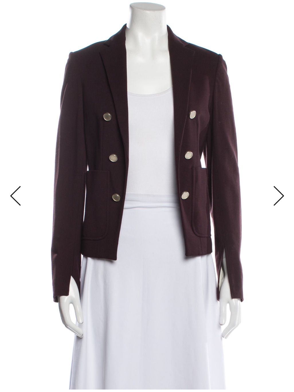 Theory Doublebreasted Plum Blazer Structured Tailoring Metallic Button Xs